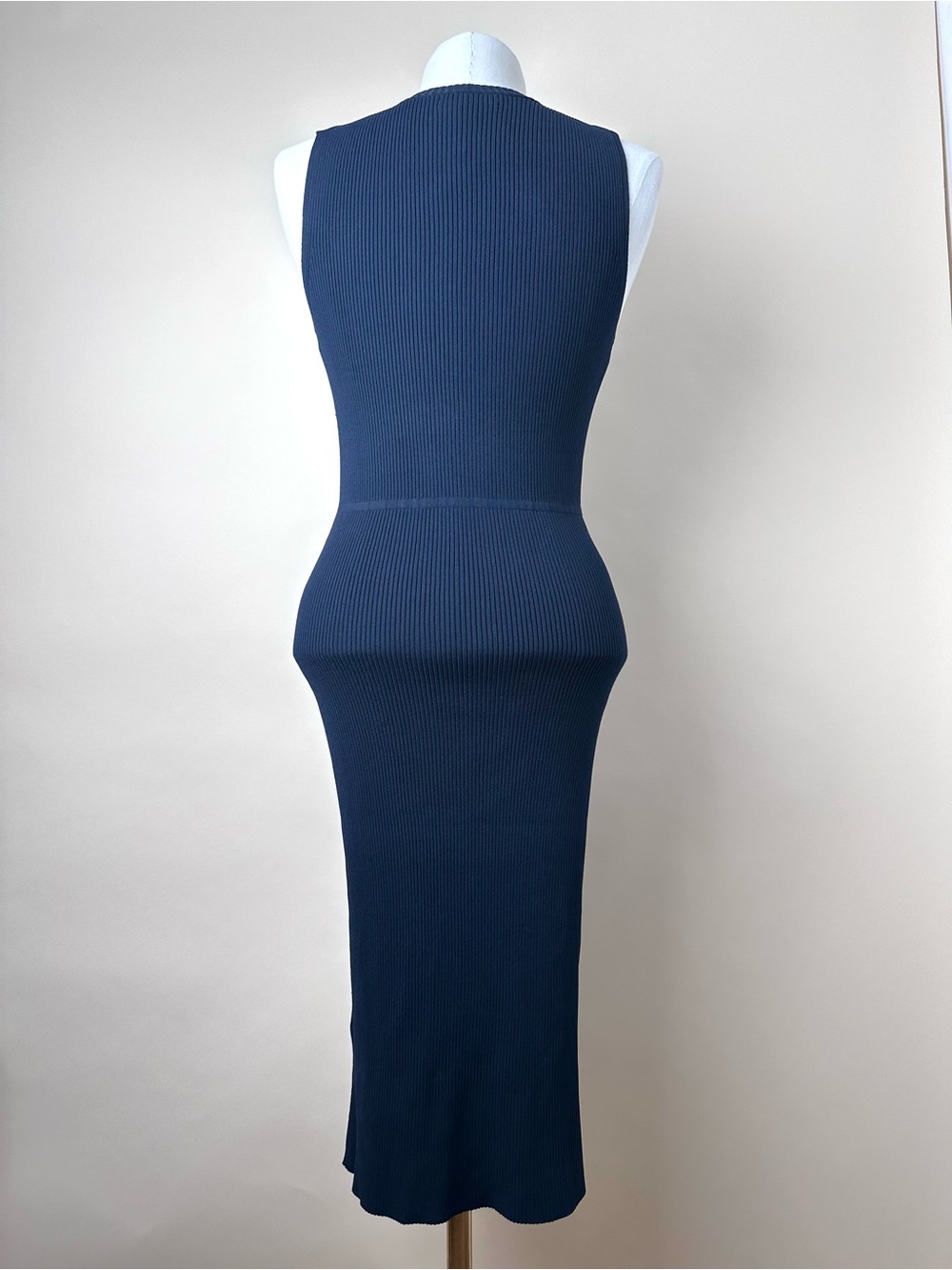 Banana Republic NWT Ribbed Knit Midi Dress Navy Sleeveless Size M - Picture 4 of 8